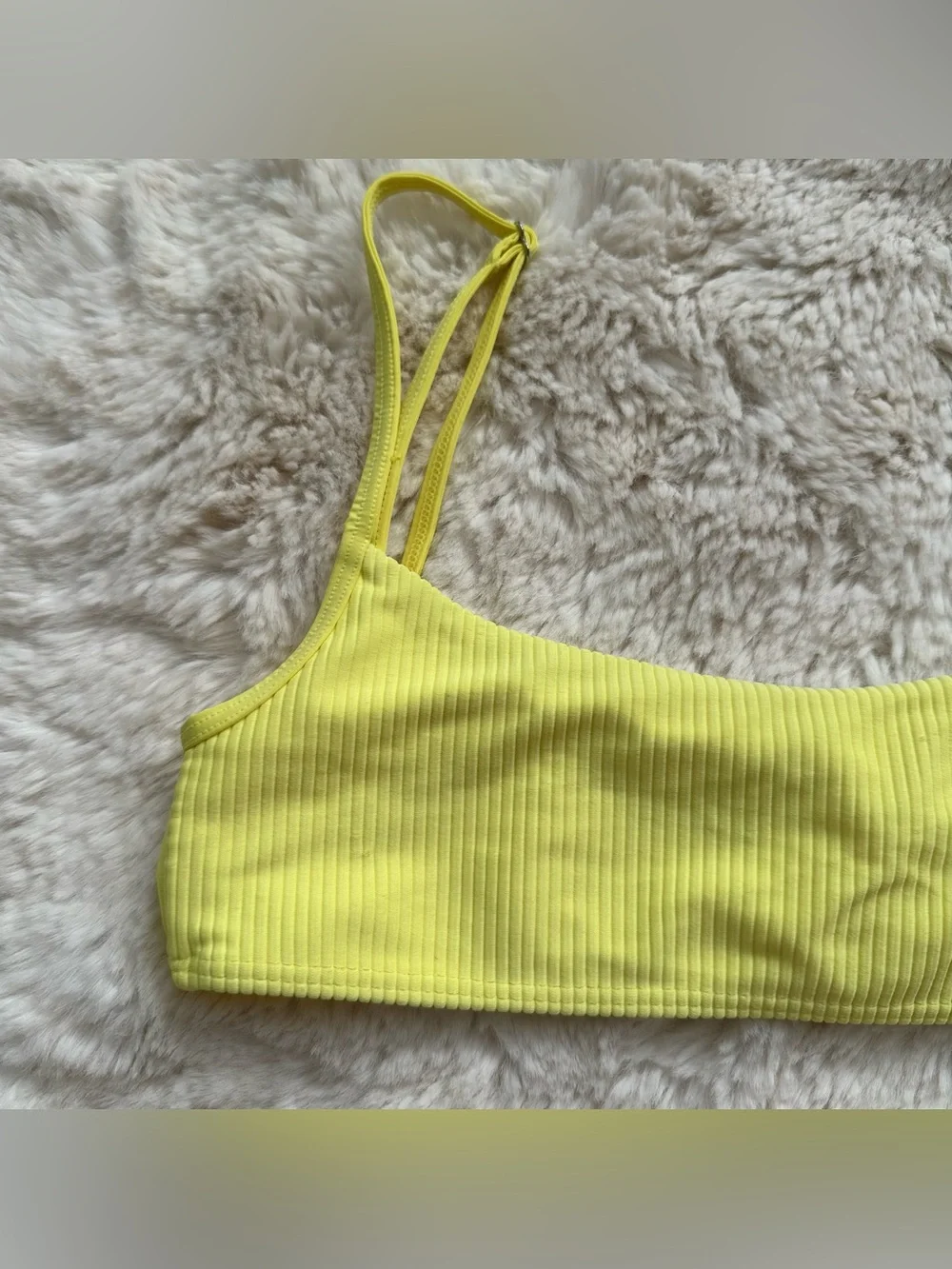Frankie’s Bikinis Yellow Ribbed Bikini Top